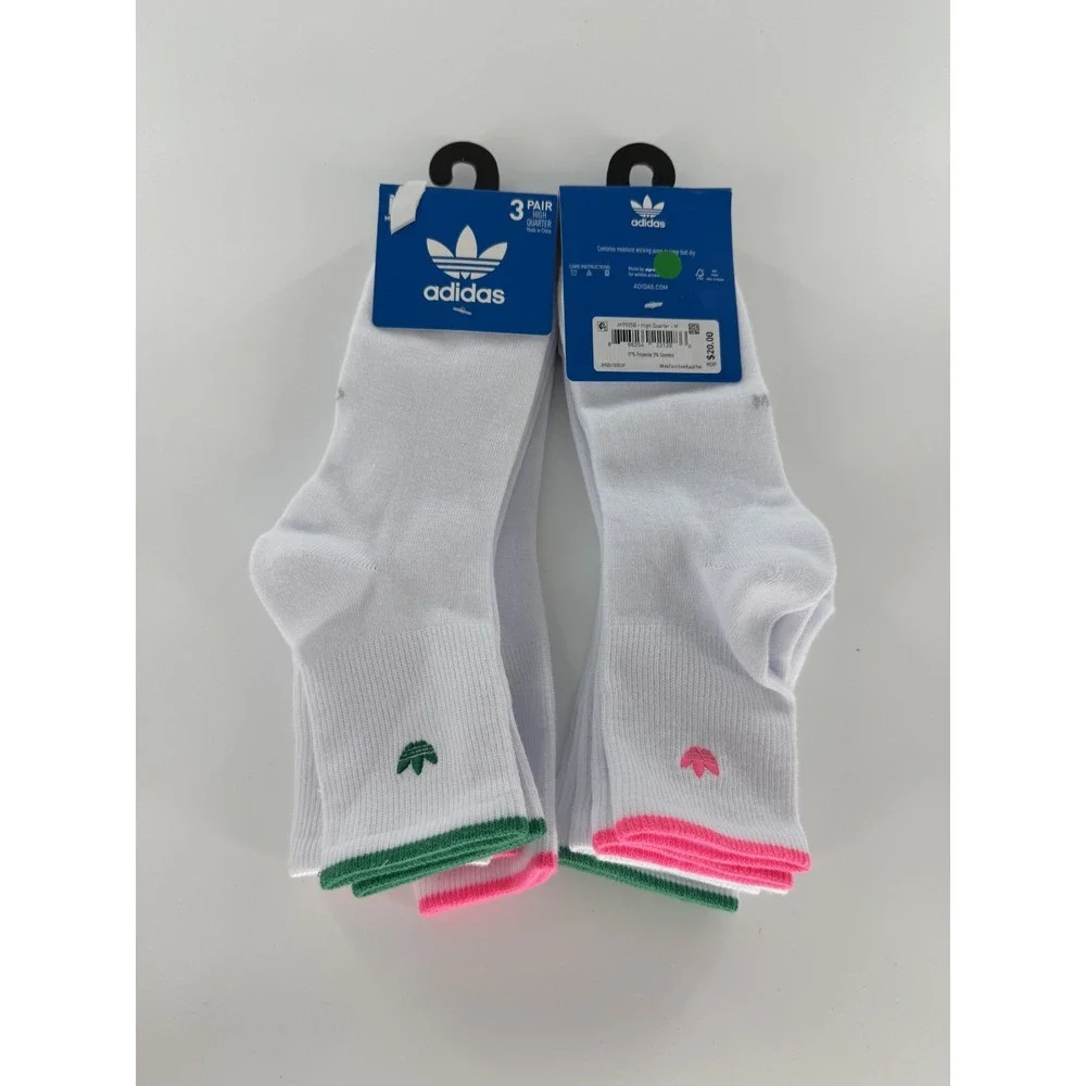 Adidas Luna High Quarter Socks Size Large 6 Pairs New Womens 10-13 Mens 8-12 - Picture 2 of 4